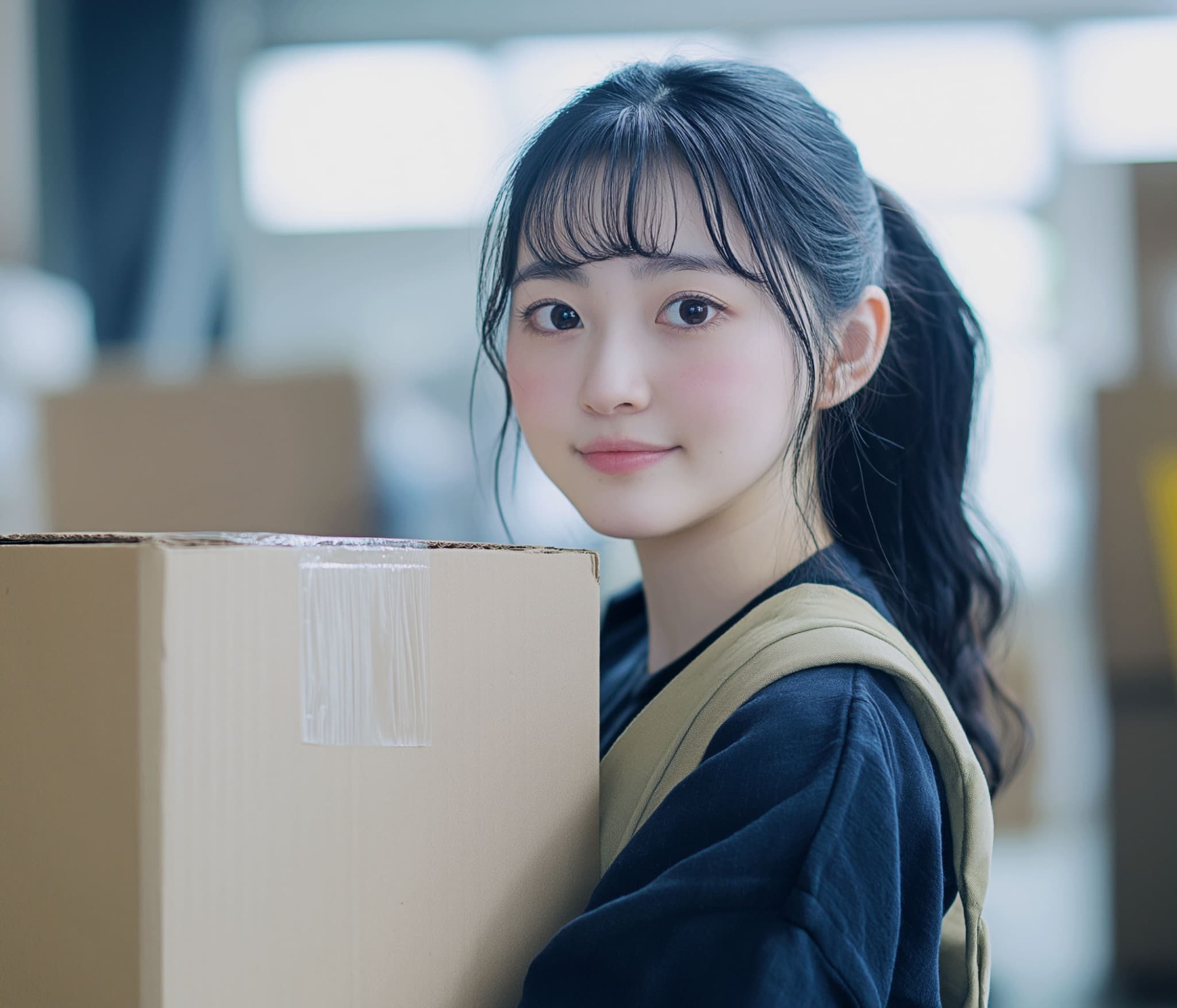 荷物を持つ女性